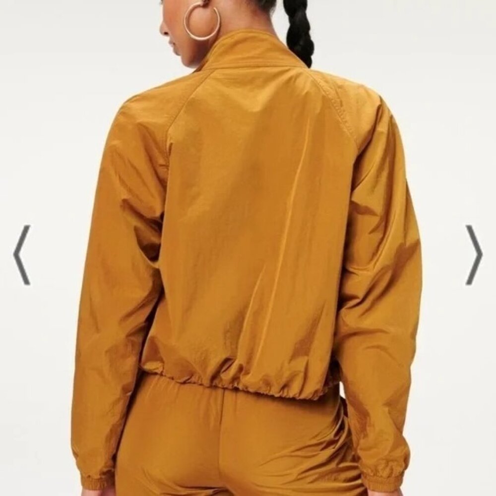 GOOD AMERICAN Essentials Shine Track Jacket Sz 3 Large Bronze - Picture 3 of 10